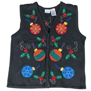 Novelty Christmas Ornament Sweater Knit Vest, Size Large